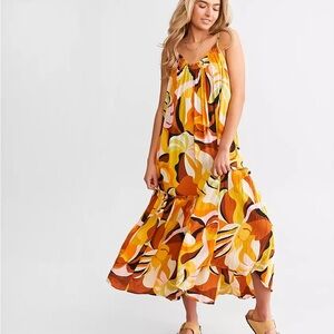 Billabong Yellow and Pink Patterned Dress